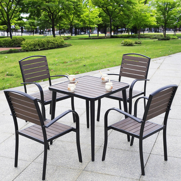 Red Barrel Studio® Plastic Wood Garden Patio Tables And Chairs